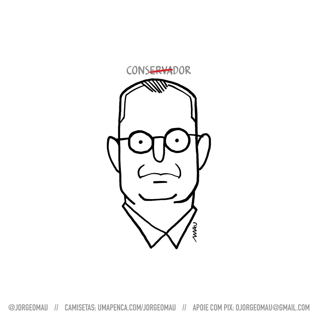 charge - sob a palavra “conservador” está Zanin. Há um risco vermelho sobre a parte da palavra “conservador” que forma a palavra “erva”.